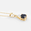 0.88 Carat Genuine Blue Sapphire and White Diamond 10K Yellow Gold Pendant-8