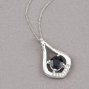 1.24 Carat Genuine Blue Sapphire and White Diamond 10K White Gold Pendant-4