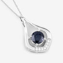 1.24 Carat Genuine Blue Sapphire and White Diamond 10K White Gold Pendant-7