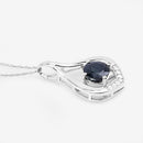 1.24 Carat Genuine Blue Sapphire and White Diamond 10K White Gold Pendant-8