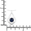 1.24 Carat Genuine Blue Sapphire and White Diamond 10K White Gold Pendant-3