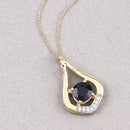 1.24 Carat Genuine Blue Sapphire and White Diamond 10K Yellow Gold Pendant-4