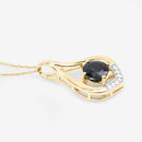 1.24 Carat Genuine Blue Sapphire and White Diamond 10K Yellow Gold Pendant-8