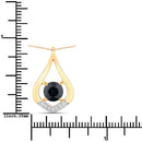 1.24 Carat Genuine Blue Sapphire and White Diamond 10K Yellow Gold Pendant-3