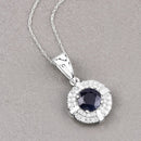 1.71 Carat Genuine Blue Sapphire and White Diamond 10K White Gold Pendant-4