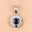 1.71 Carat Genuine Blue Sapphire and White Diamond 10K White Gold Pendant-5