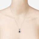1.71 Carat Genuine Blue Sapphire and White Diamond 10K White Gold Pendant-6