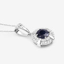 1.71 Carat Genuine Blue Sapphire and White Diamond 10K White Gold Pendant-8