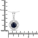 1.71 Carat Genuine Blue Sapphire and White Diamond 10K White Gold Pendant-3