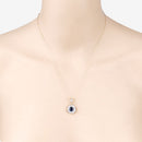 1.71 Carat Genuine Blue Sapphire and White Diamond 10K Yellow Gold Pendant-6