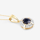1.71 Carat Genuine Blue Sapphire and White Diamond 10K Yellow Gold Pendant-8