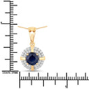 1.71 Carat Genuine Blue Sapphire and White Diamond 10K Yellow Gold Pendant-3