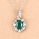 0.79 Carat Genuine Zambian Emerald and White Diamond 10K White Gold Pendant-5
