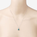 0.79 Carat Genuine Zambian Emerald and White Diamond 10K White Gold Pendant-6
