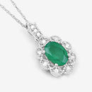 0.79 Carat Genuine Zambian Emerald and White Diamond 10K White Gold Pendant-7