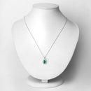 0.79 Carat Genuine Zambian Emerald and White Diamond 10K White Gold Pendant-2
