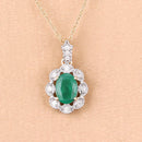 0.79 Carat Genuine Zambian Emerald and White Diamond 10K Yellow Gold Pendant-5