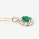 0.79 Carat Genuine Zambian Emerald and White Diamond 10K Yellow Gold Pendant-8