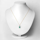 0.79 Carat Genuine Zambian Emerald and White Diamond 10K Yellow Gold Pendant-2