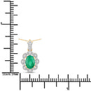 0.79 Carat Genuine Zambian Emerald and White Diamond 10K Yellow Gold Pendant-3