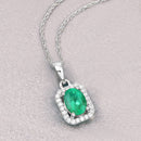 0.83 Carat Genuine Zambian Emerald and White Diamond 10K White Gold Pendant-4