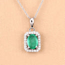 0.83 Carat Genuine Zambian Emerald and White Diamond 10K White Gold Pendant-5