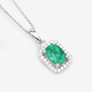 0.83 Carat Genuine Zambian Emerald and White Diamond 10K White Gold Pendant-7