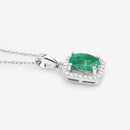 0.83 Carat Genuine Zambian Emerald and White Diamond 10K White Gold Pendant-8