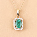 0.83 Carat Genuine Zambian Emerald and White Diamond 10K Yellow Gold Pendant-5