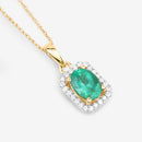0.83 Carat Genuine Zambian Emerald and White Diamond 10K Yellow Gold Pendant-7