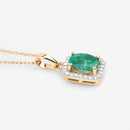 0.83 Carat Genuine Zambian Emerald and White Diamond 10K Yellow Gold Pendant-8