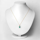0.83 Carat Genuine Zambian Emerald and White Diamond 10K Yellow Gold Pendant-2