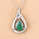 1.18 Carat Genuine Zambian Emerald and White Diamond 10K White Gold Pendant-5