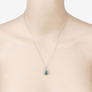 1.18 Carat Genuine Zambian Emerald and White Diamond 10K White Gold Pendant-6