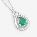 1.18 Carat Genuine Zambian Emerald and White Diamond 10K White Gold Pendant-7