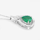 1.18 Carat Genuine Zambian Emerald and White Diamond 10K White Gold Pendant-8
