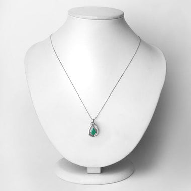 1.18 Carat Genuine Zambian Emerald and White Diamond 10K White Gold Pendant - 0