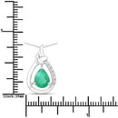 1.18 Carat Genuine Zambian Emerald and White Diamond 10K White Gold Pendant-3