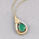 1.18 Carat Genuine Zambian Emerald and White Diamond 10K Yellow Gold Pendant-4