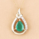 1.18 Carat Genuine Zambian Emerald and White Diamond 10K Yellow Gold Pendant-5