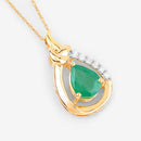 1.18 Carat Genuine Zambian Emerald and White Diamond 10K Yellow Gold Pendant-7