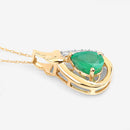 1.18 Carat Genuine Zambian Emerald and White Diamond 10K Yellow Gold Pendant-8