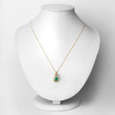 1.18 Carat Genuine Zambian Emerald and White Diamond 10K Yellow Gold Pendant-2
