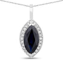 2.29 Carat Genuine Blue Sapphire and White Diamond 10K White Gold Pendant-1