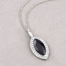 2.29 Carat Genuine Blue Sapphire and White Diamond 10K White Gold Pendant-4