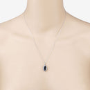 2.29 Carat Genuine Blue Sapphire and White Diamond 10K White Gold Pendant-6