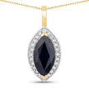 2.29 Carat Genuine Blue Sapphire and White Diamond 10K Yellow Gold Pendant-1