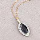 2.29 Carat Genuine Blue Sapphire and White Diamond 10K Yellow Gold Pendant-4