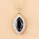 2.29 Carat Genuine Blue Sapphire and White Diamond 10K Yellow Gold Pendant-5