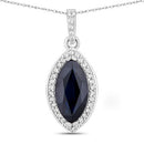 2.27 Carat Genuine Blue Sapphire and White Diamond 10K White Gold Pendant-1
